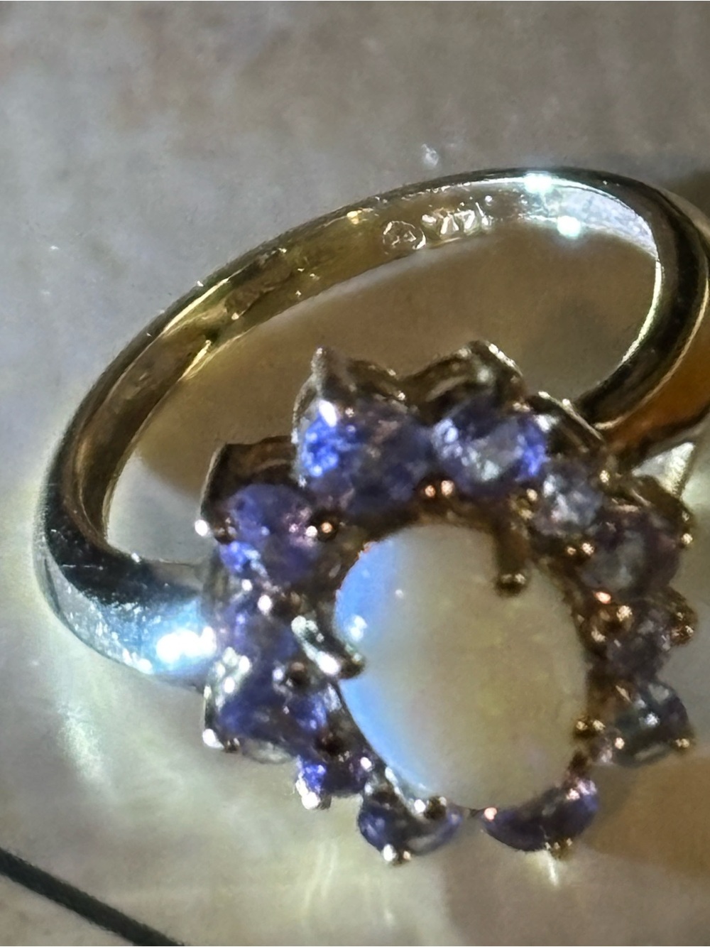 Opal and Tanzanite 14KT Gold Ring - Picture 4 of 11